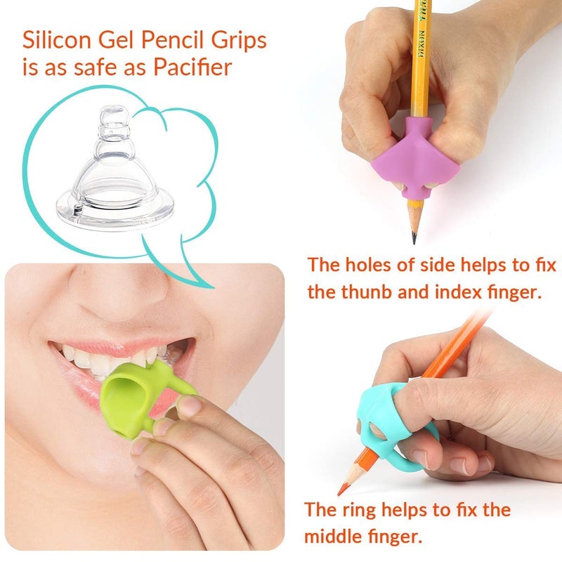 Firesara Pencil Grips  Original Breakthrough Assorted Writing Aid Grip Trainer Posture Correction Finger Grip for Kids Preschoolers Children Adults Special Needs for Lefties or Righties(4PCS) - Image 3